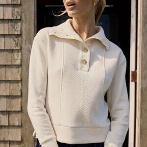 Southern Tide Women’s Cream Collared Button Pullover Sweater
